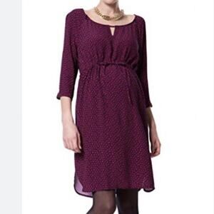NWT Seraphine Nursing Maternity Dress Adalya Polka Dot Knee Length Womens 4